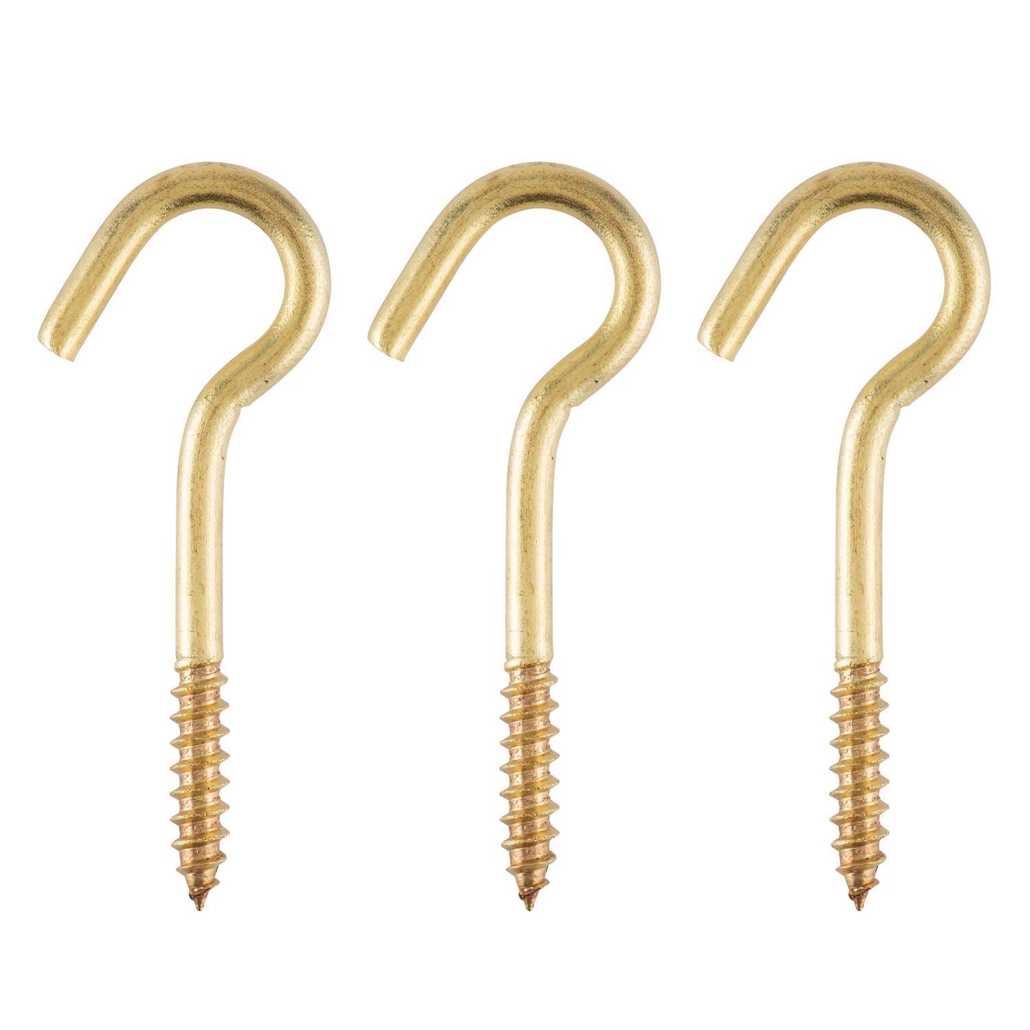 Ace Small Polished Brass Green Brass 2.5 in. L Ceiling Hook 35 lb 3 pk