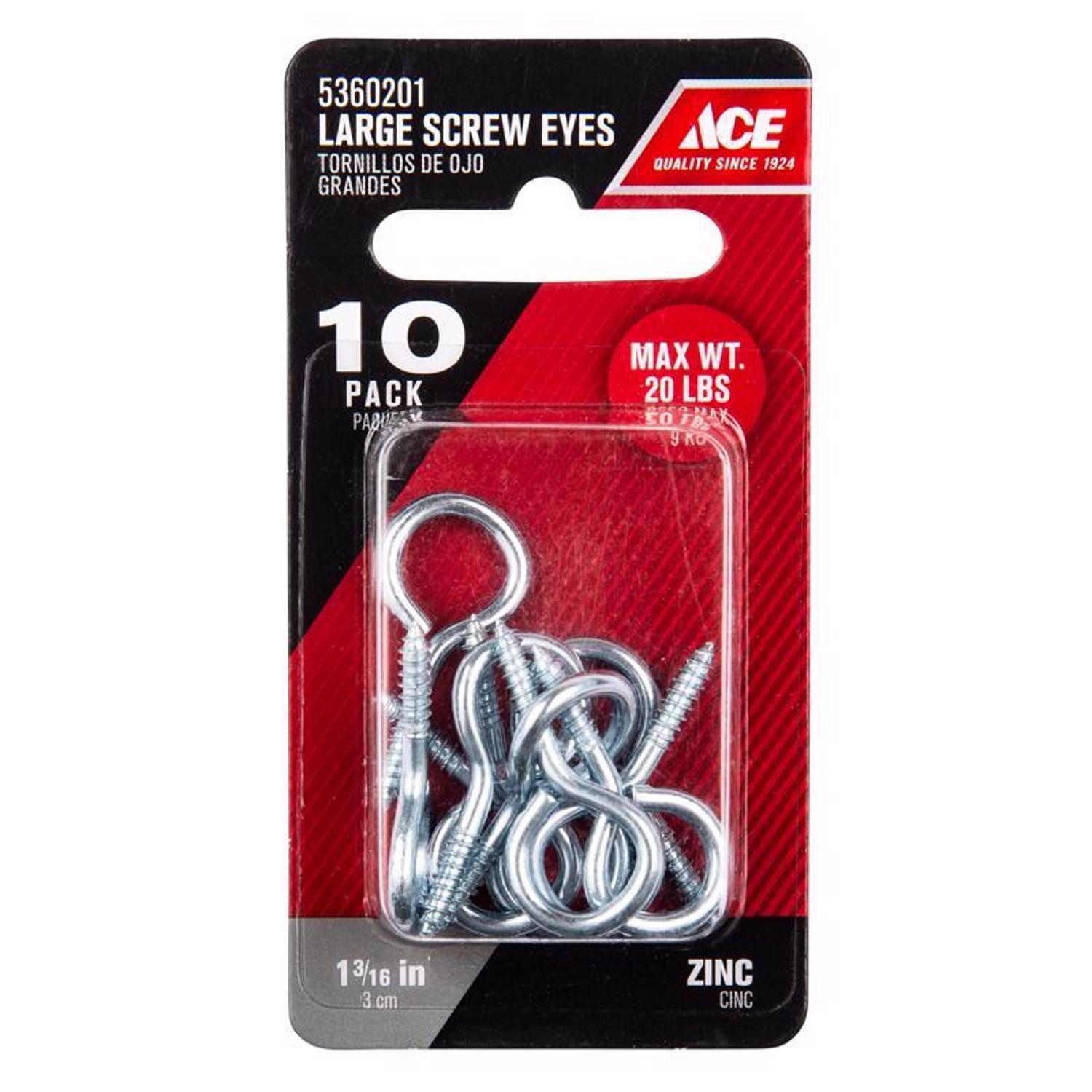 Ace 3/8 in. D X 1-3/16 in. L Zinc-Plated Steel Screw Eye 20 lb. cap. 10 pk