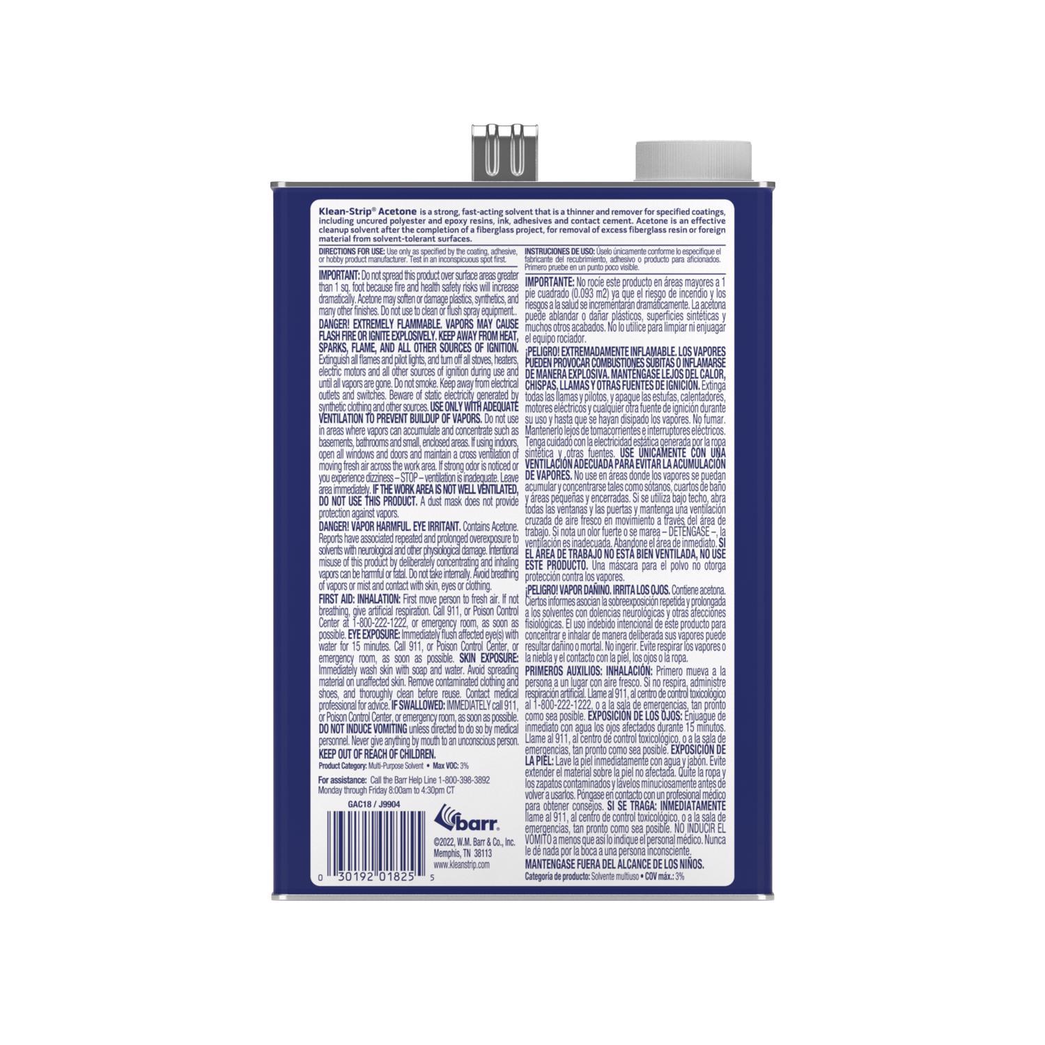 Klean Strip Acetone Solvent and Thinner 1 gal