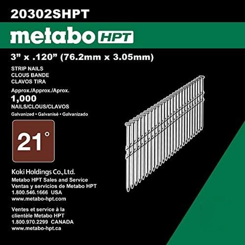Metabo HPT Framing Nails, 3in. x 0.120in., Hot Dipped Galvanized, 1000 Count