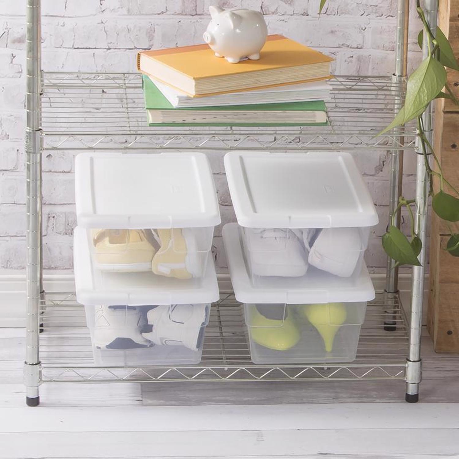 Sterilite 6 qt Clear Storage Box 4.875 in. H X 8.25 in. W X 13.625 in. D Stackable