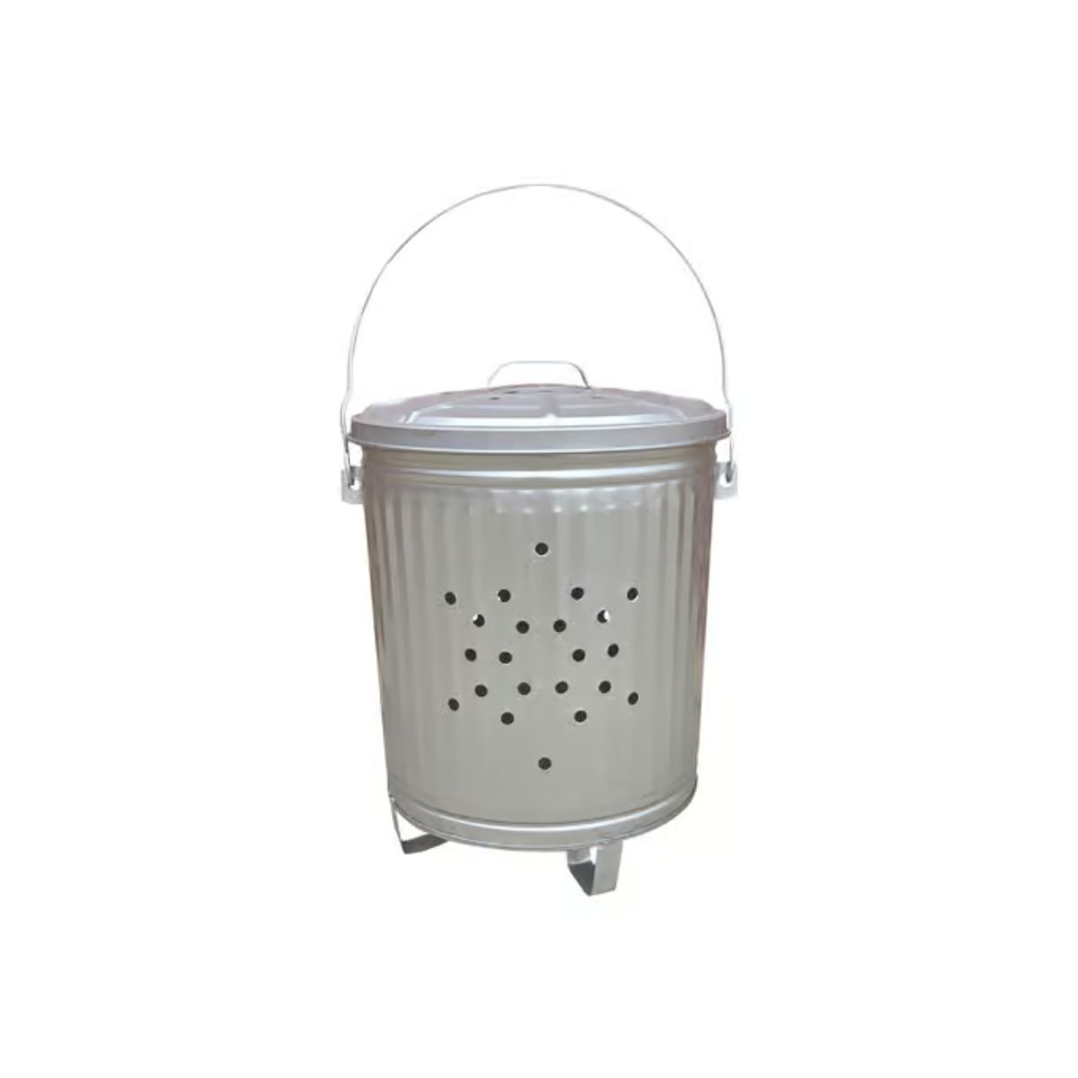 Behrens 7.5 gal Silver Galvanized Steel Trash Burner Can Lid Included Animal Proof/Animal Resistant