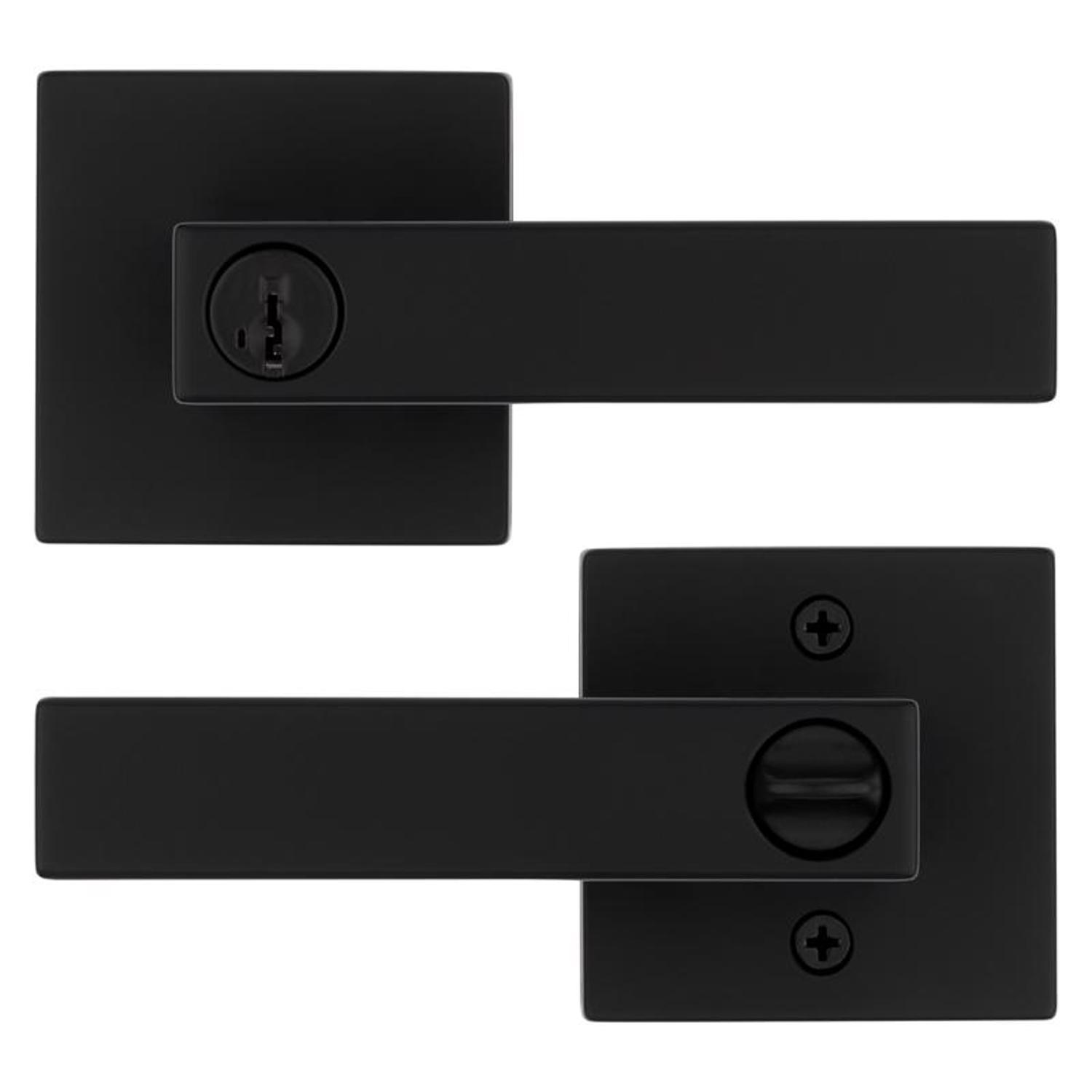 Kwikset Singapore Contemporary Matte Black Entry Door Knob 1-3/4 in.