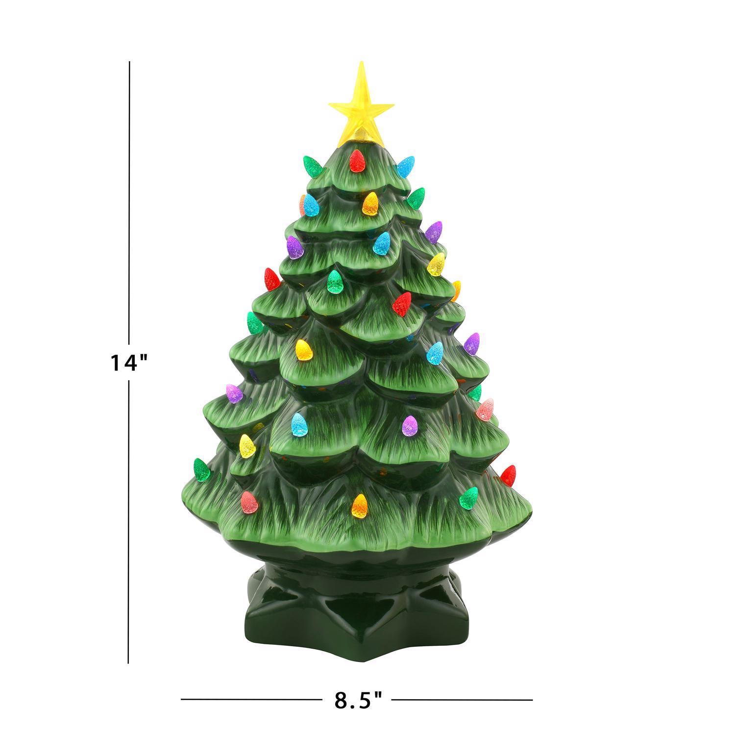 Mr. Christmas LED Green Nostalgic Ceramic Christmas Tree 14 in.