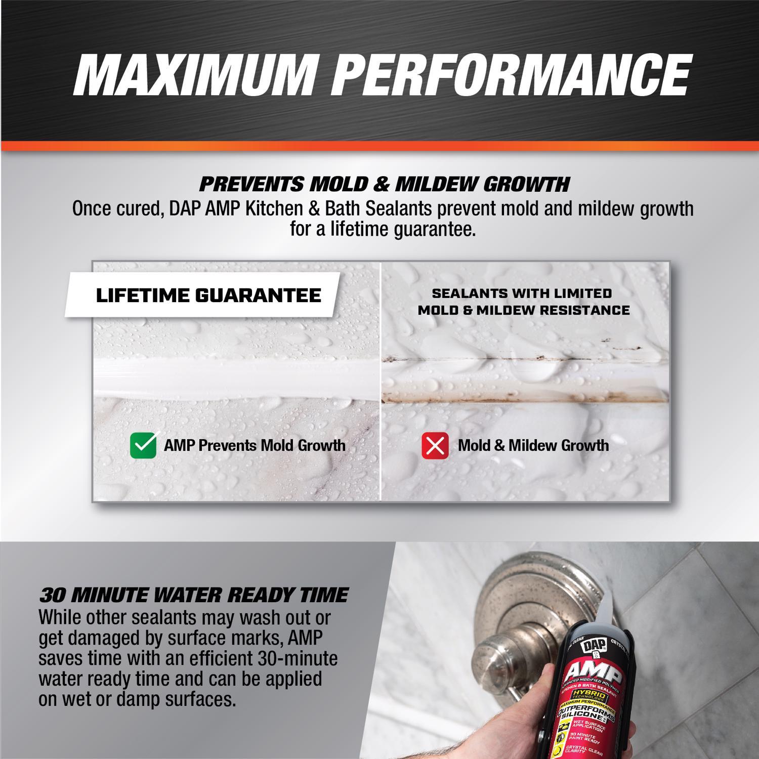 DAP AMP Crystal Clear Polymer Advanced Hybrid Caulk Sealant 9 oz