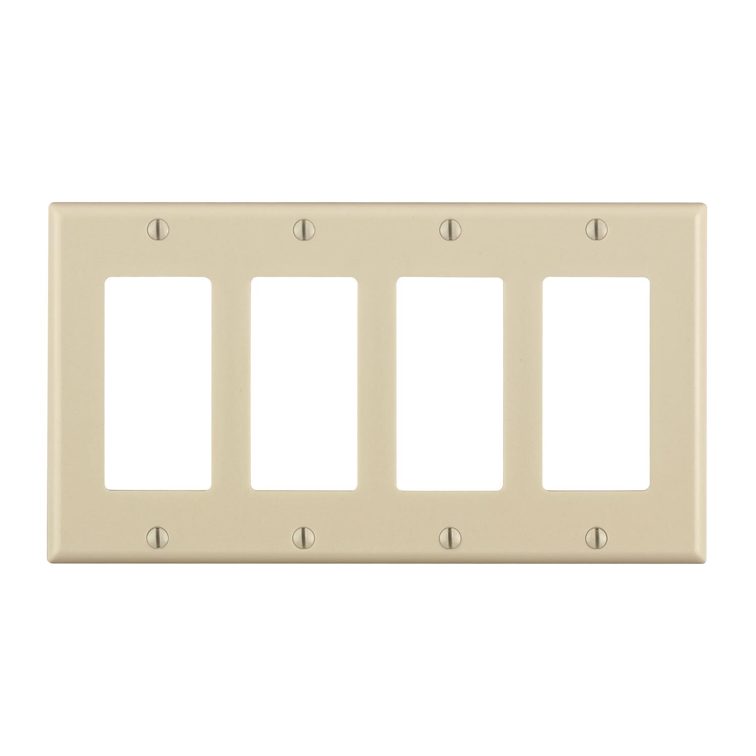 Leviton Almond 4 gang Thermoset Plastic Decorator Wall Plate 1 pk
