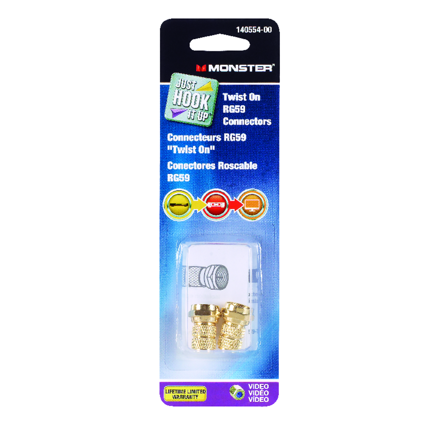 Monster Just Hook It Up Twist-On RG59 Coaxial Connector 2 pk