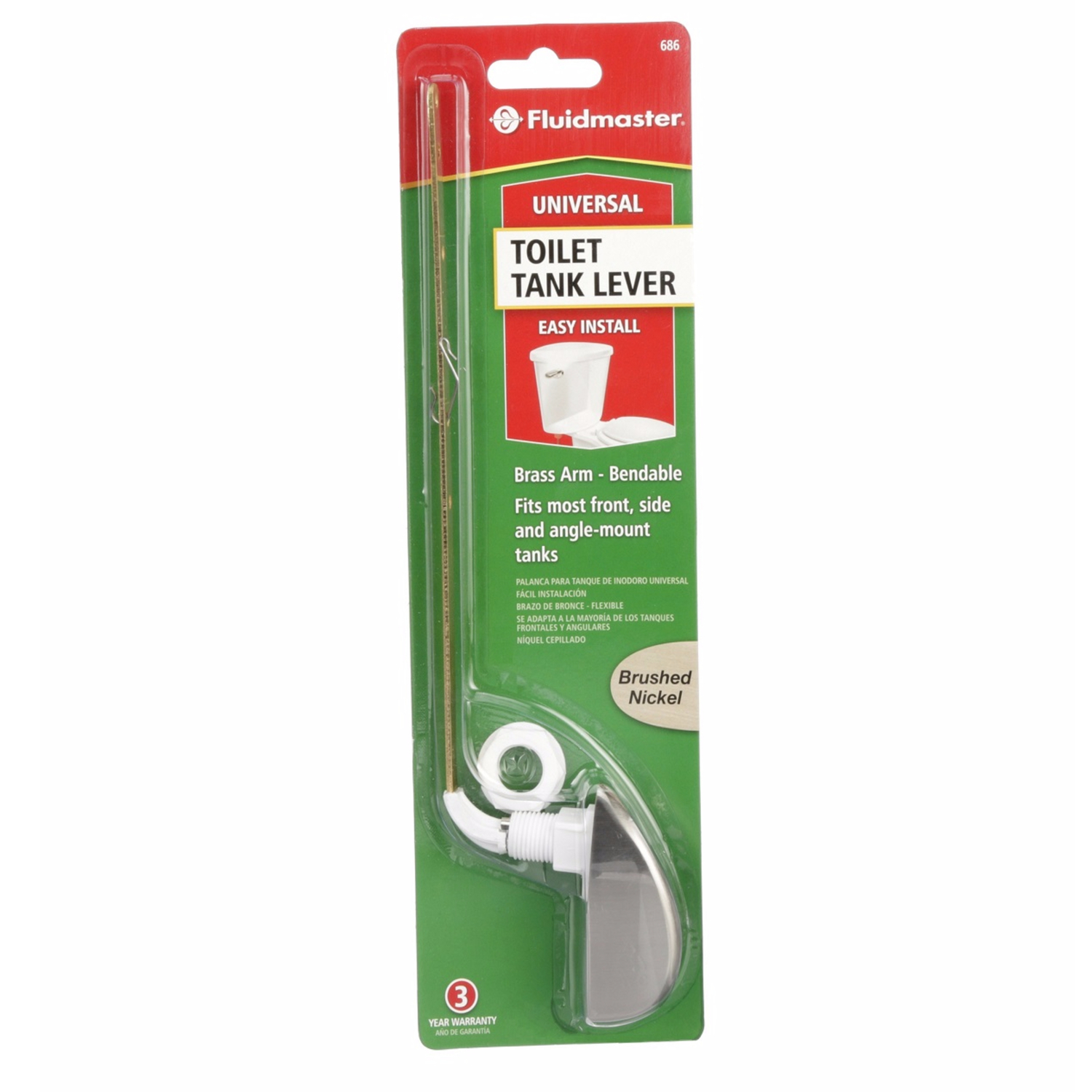 Fluidmaster Tank Lever Platinum Metal/Plastic For Universal Stine