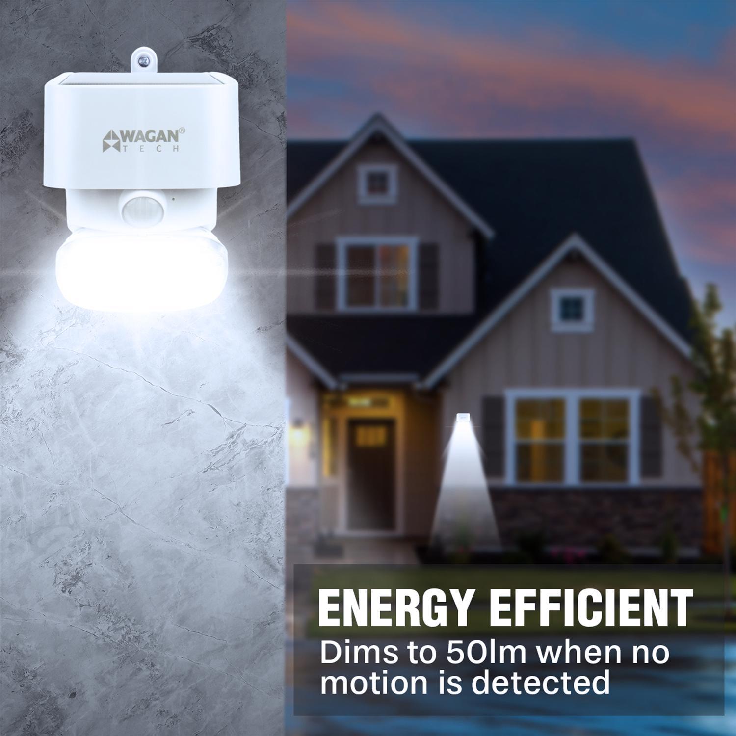 Wagan Tech Motion-Sensing Solar Powered LED White Security Wall Light