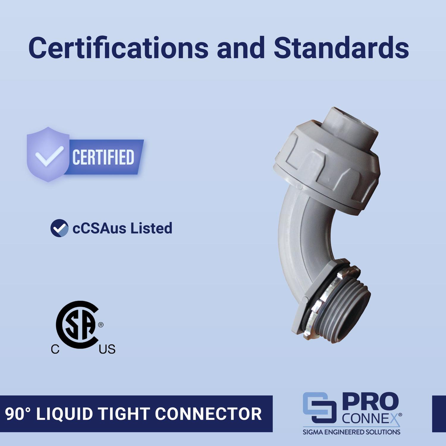 Sigma Engineered Solutions ProConnex 1/2 in. D Plastic 90 Degree Connector For Liquid Tight 1 pk