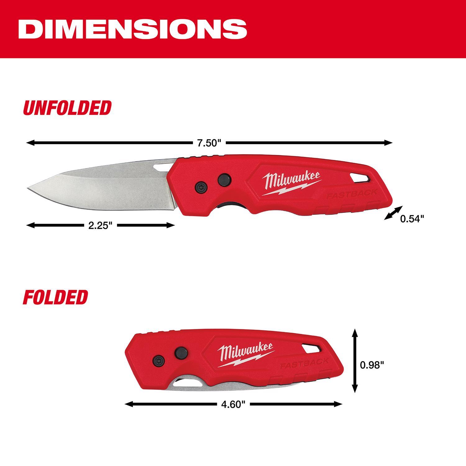 Milwaukee Fastback 7.75 in. Press and Flip Folding Pocket Knife Red 1 pc
