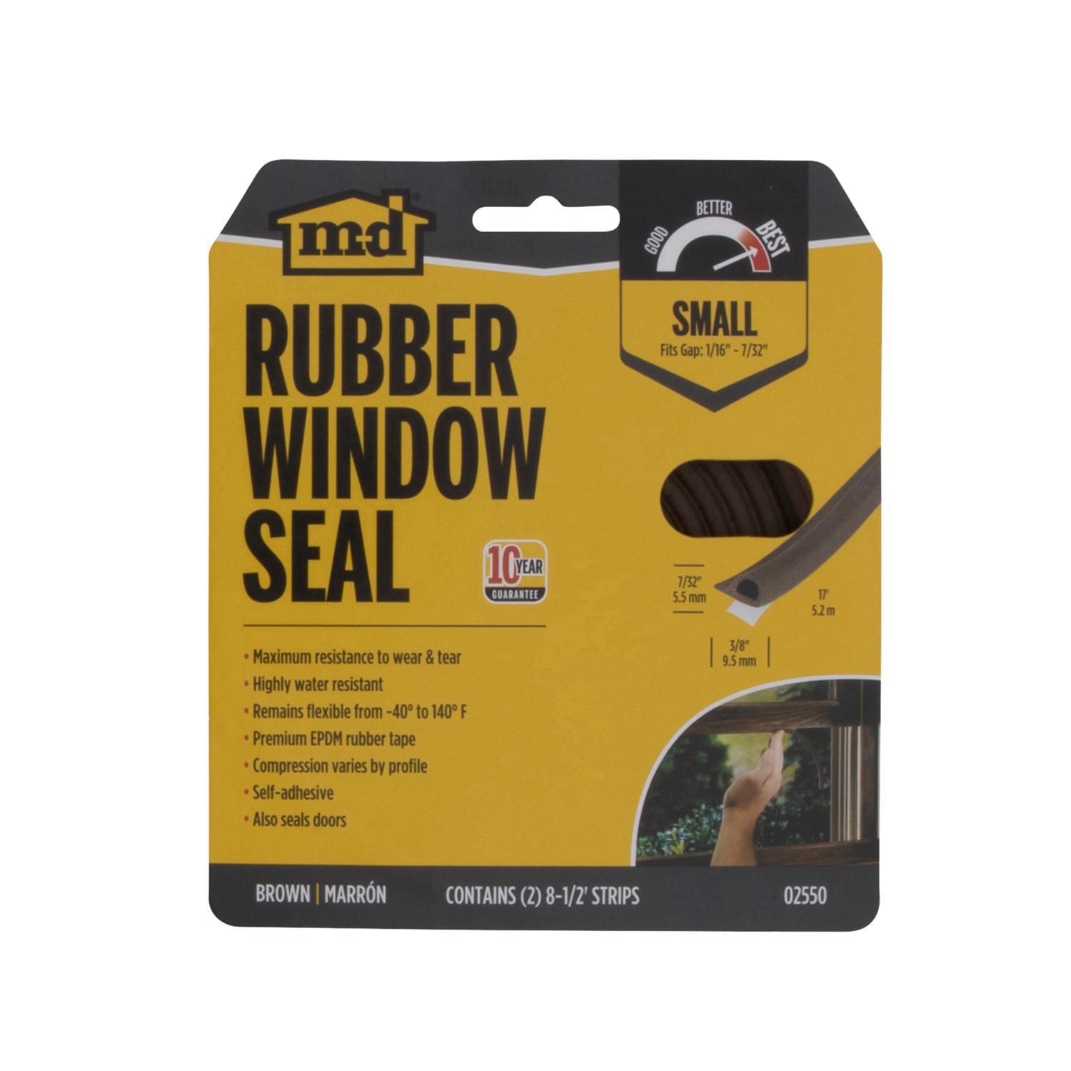 M-D Brown Rubber Weather Stripping Tape For Doors and Windows 17 ft. L X 7/32 in.