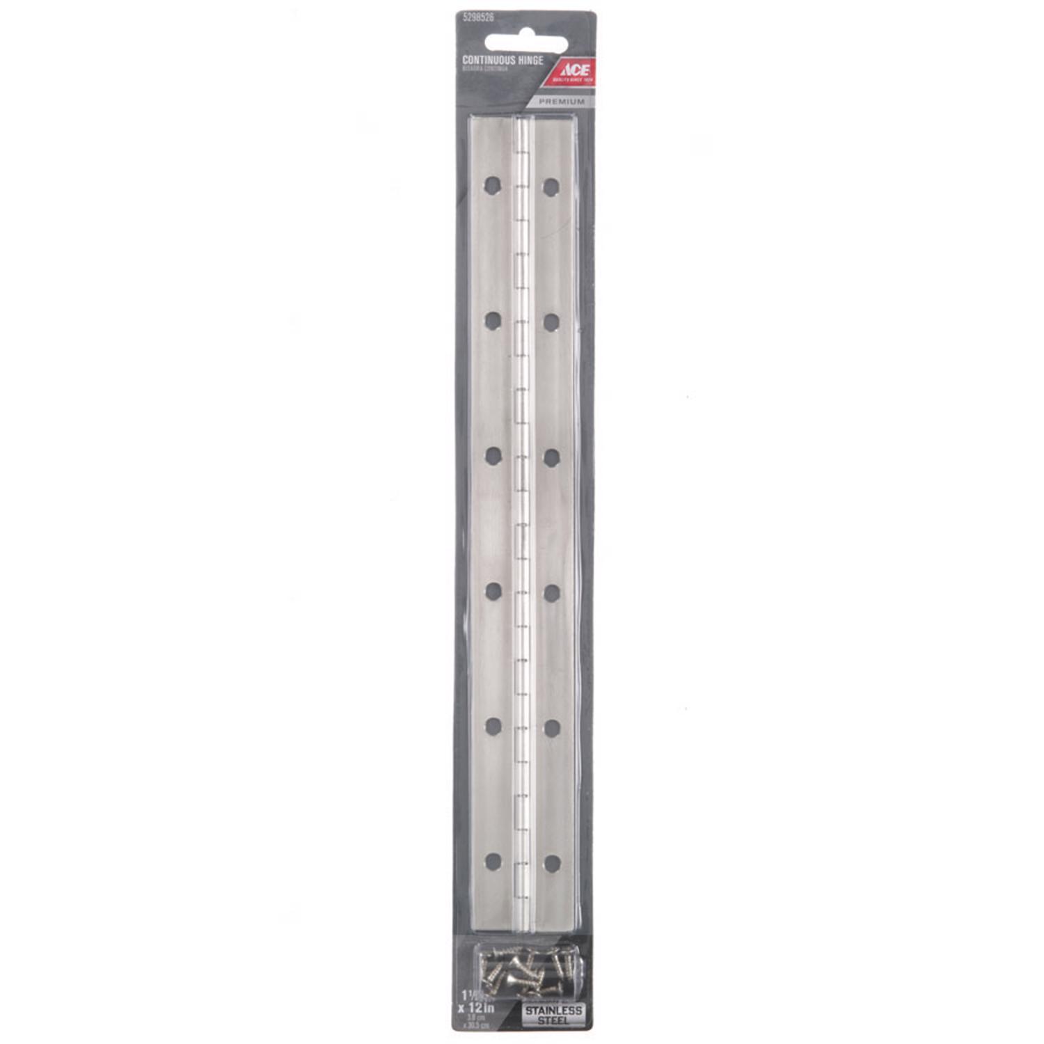 Ace 1-1/2 in. W X 12 in. L Stainless Steel Continuous Hinge 1 pk