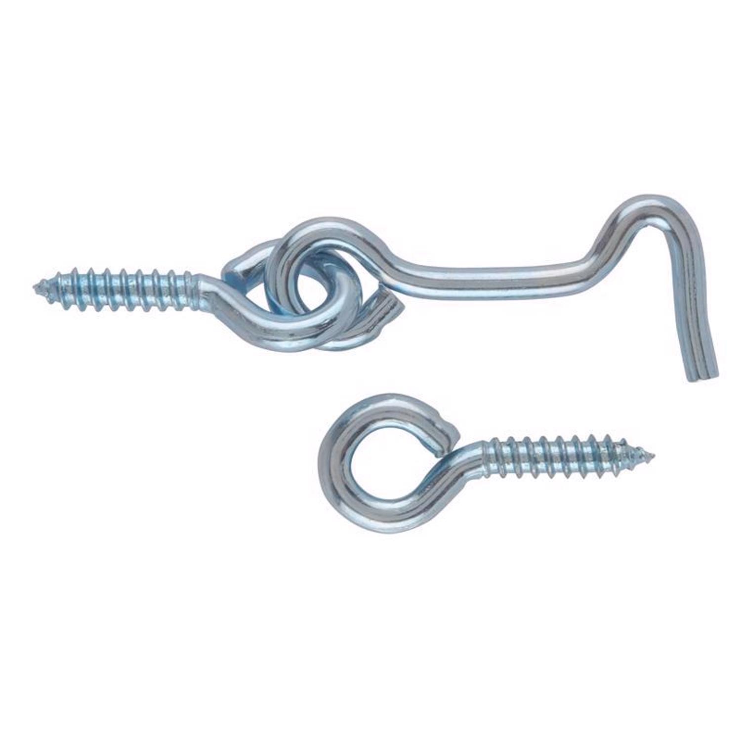Ace Small Zinc-Plated Silver Steel 1.5 in. L Hook and Eye 2 pk