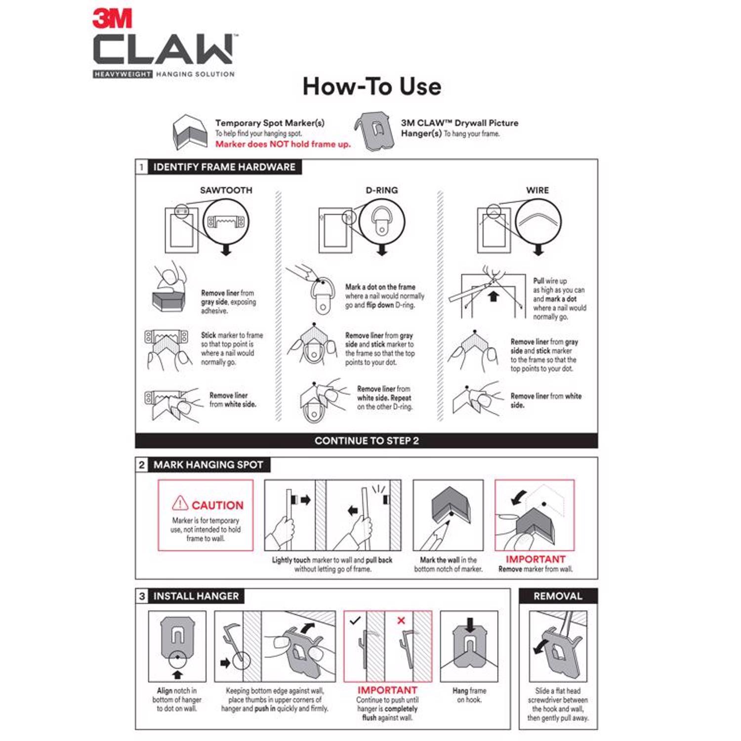 3M Claw Silver Drywall Picture Hanger 25 lb 1 pk