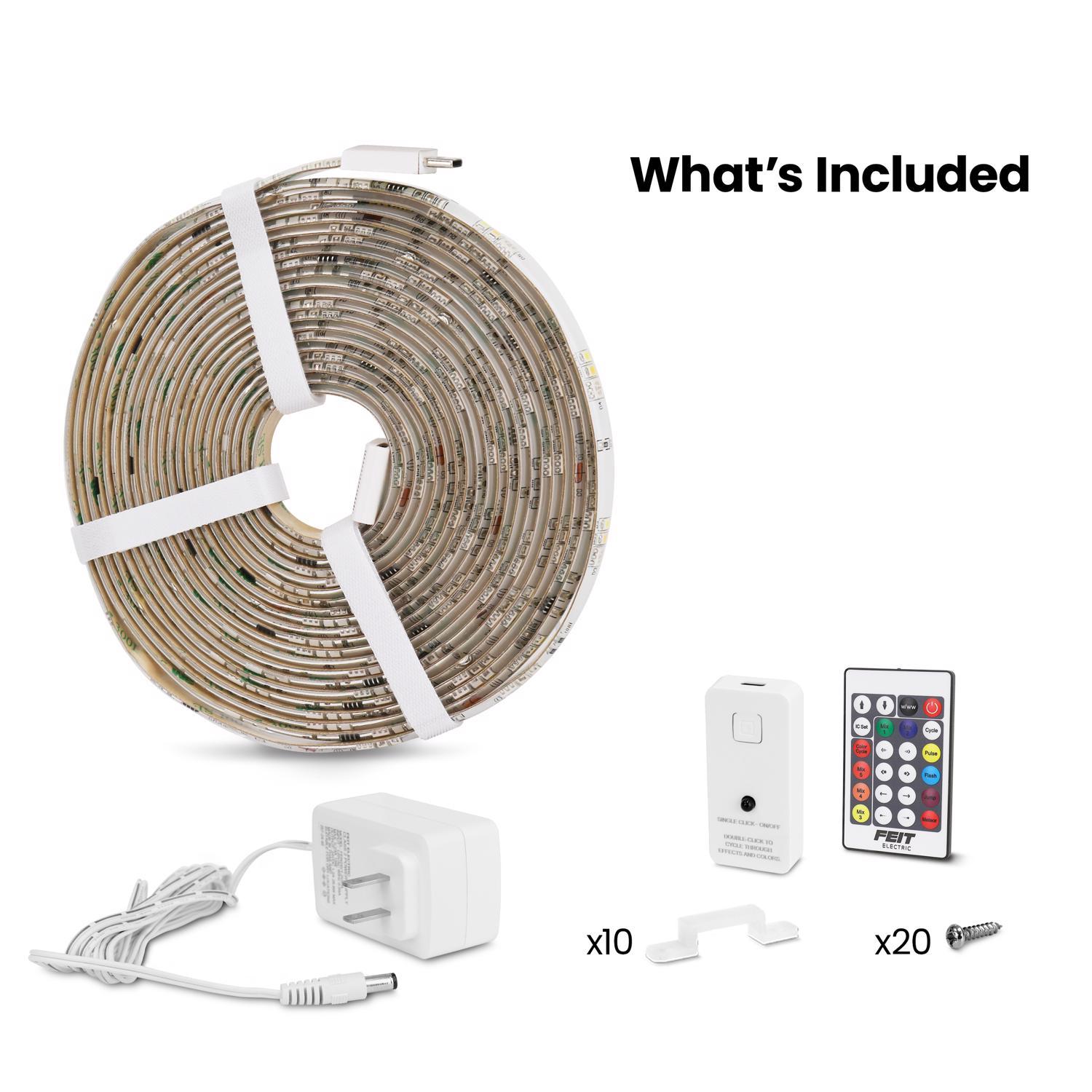Feit 20 ft. L Color Changing Plug-In LED Tape Light 1 pk