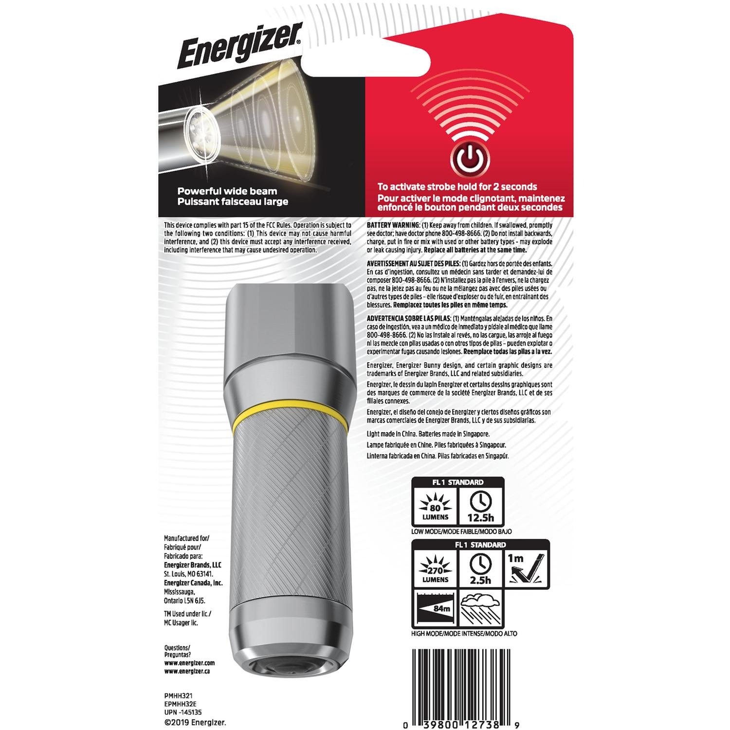 Energizer Vision HD + 270 lm Gray LED Flashlight AAA Battery