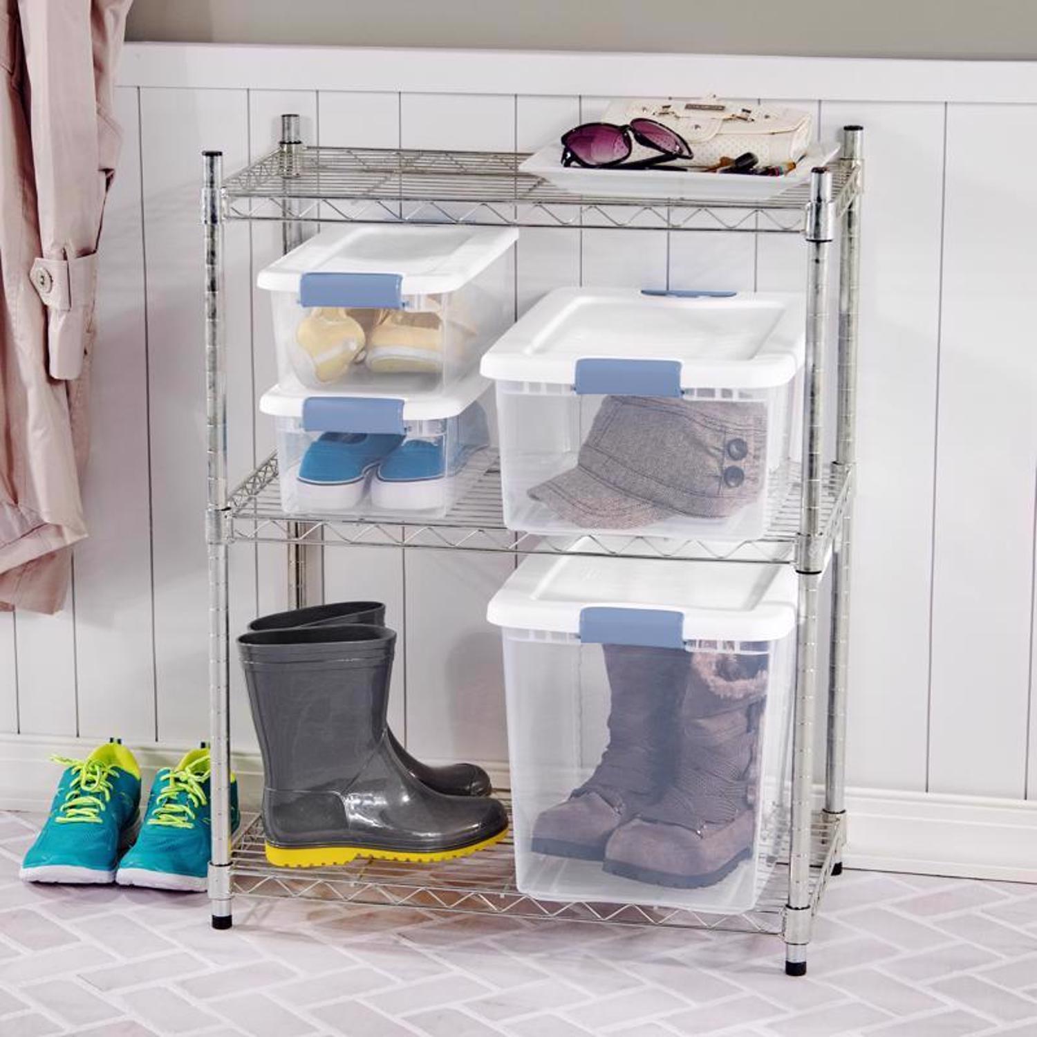Sterilite 25 qt Clear/White Latch Storage Box 11-5/8 in. H X 16-1/4 in. W X 11-1/4 in. D Stackable