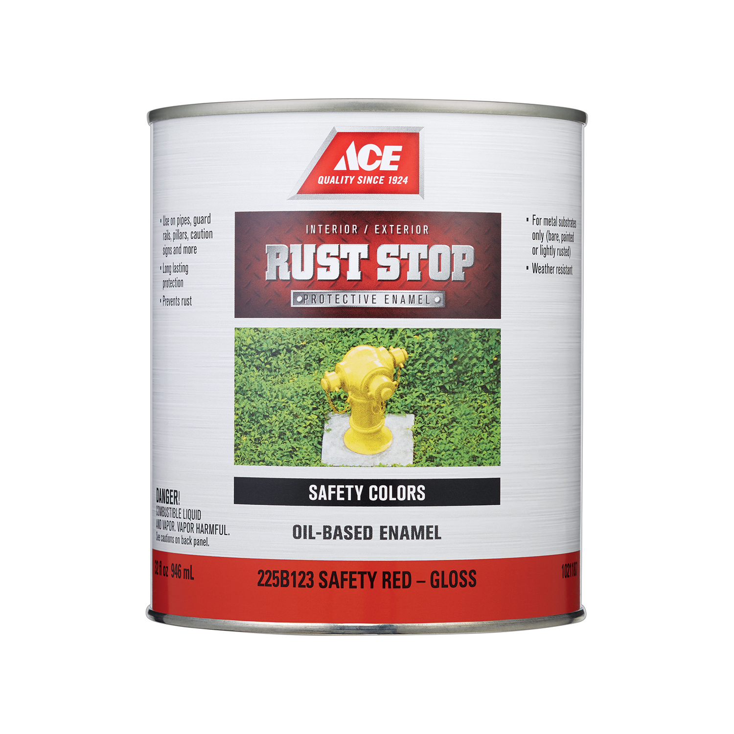 Ace Rust Stop Indoor / Outdoor Gloss Safety Red Oil-Based Enamel Rust Preventative Paint 1 qt