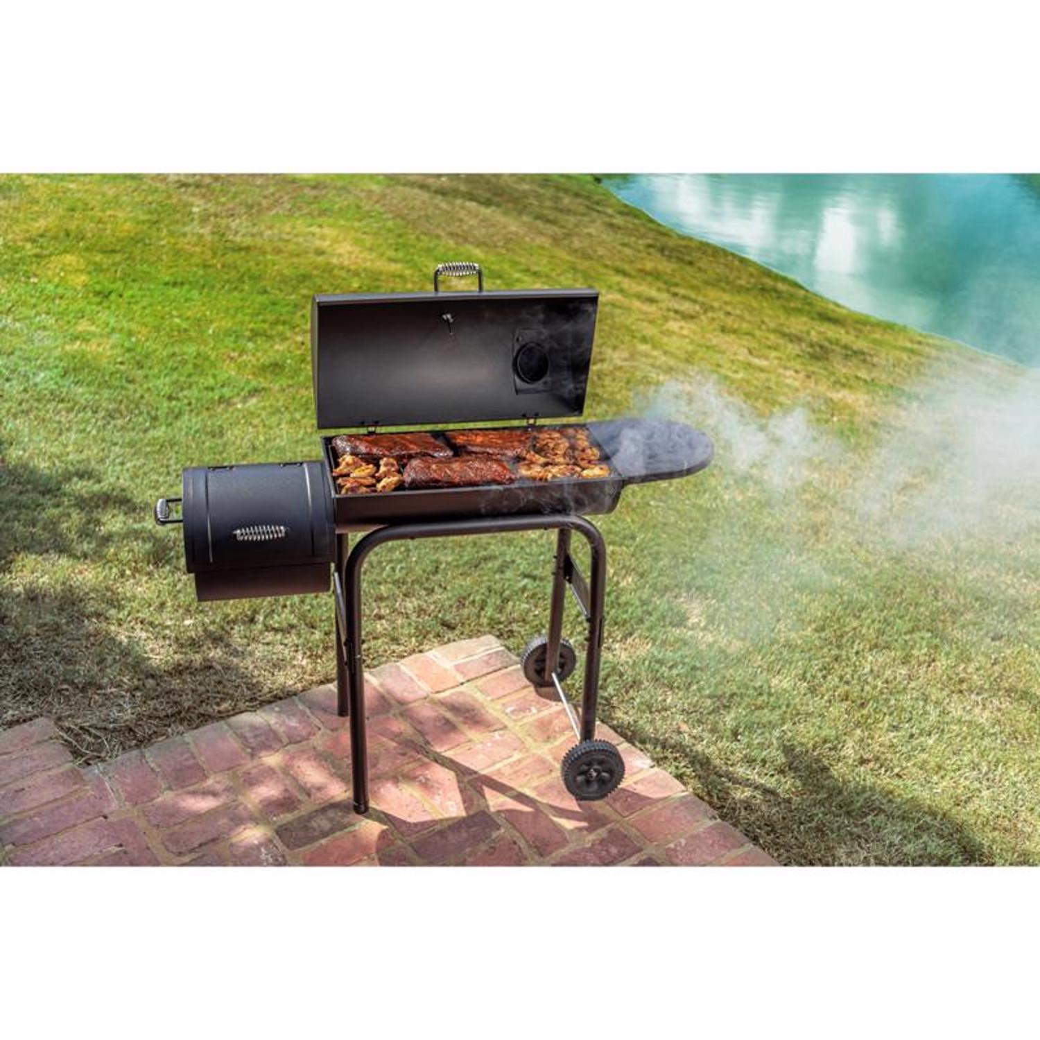 American Gourmet Charcoal Offset Smoker Black