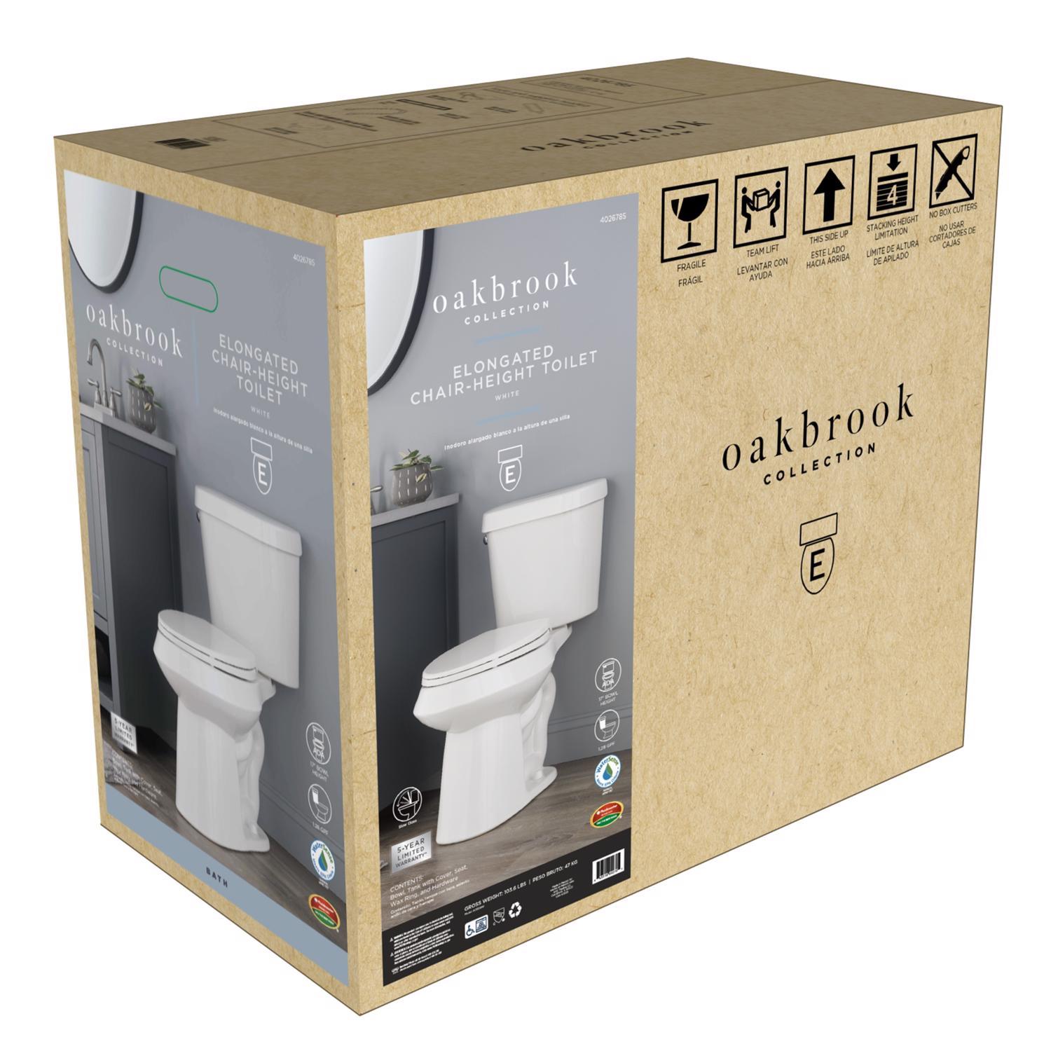Oakbrook Collection ADA Compliant 1.28 gal White Elongated Complete Toilet Kit