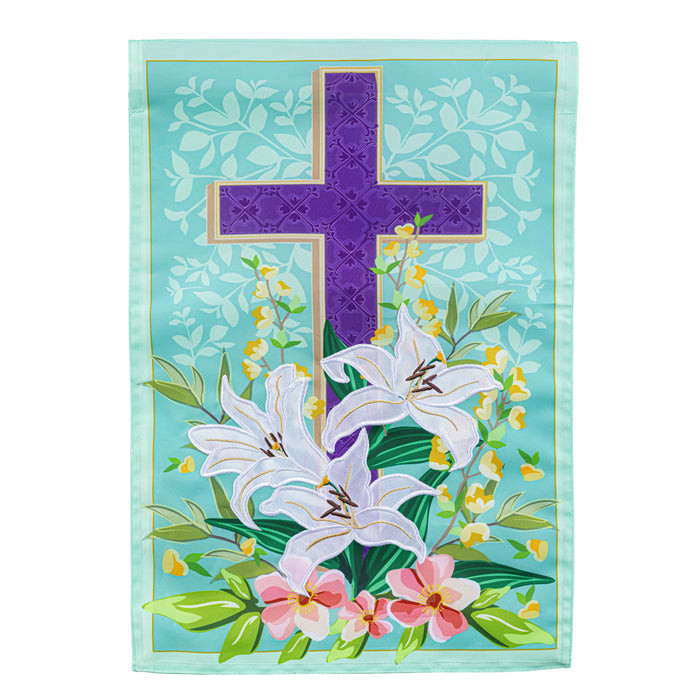Easter Cross Applique Garden Flag