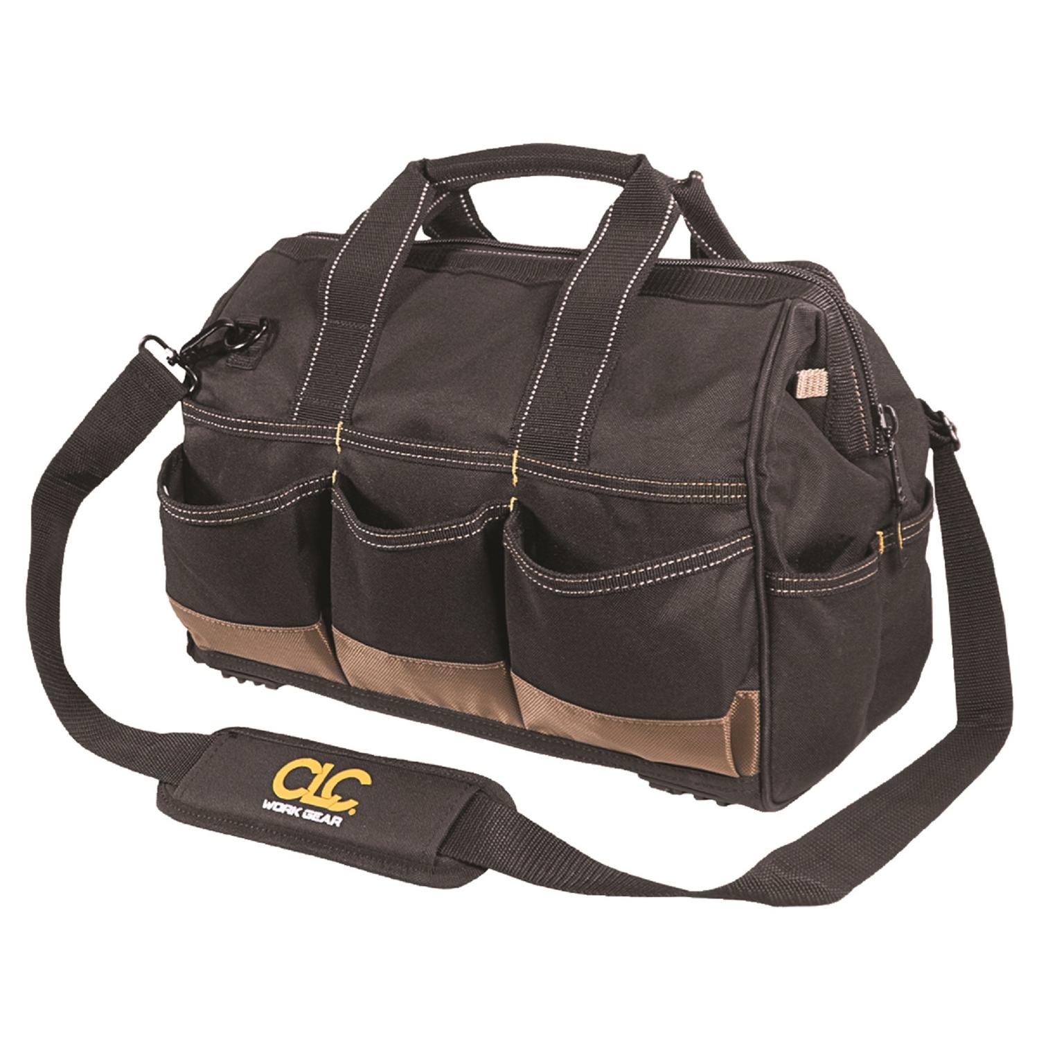 CLC 8 in. W X 11 in. H Polyester Tote Bag with Plastic Tray 25 pocket Black/Tan 1 pc