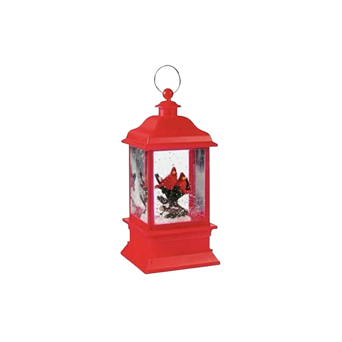 Evergreen Red Cardinal Led Water Lantern With Floating Glitter 4 X 4 X 9 in.