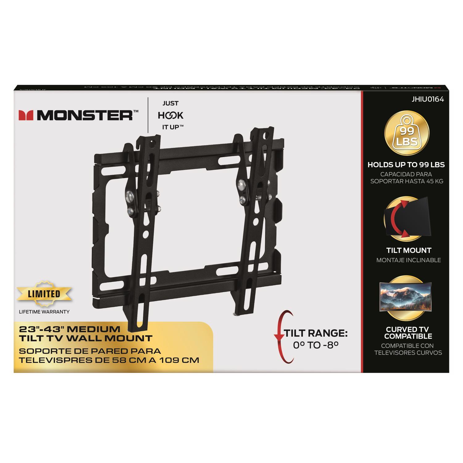 Monster Just Hook It Up 23 in to 43 in. 99 lb. cap. Tiltable TV Tilt Wall Mount
