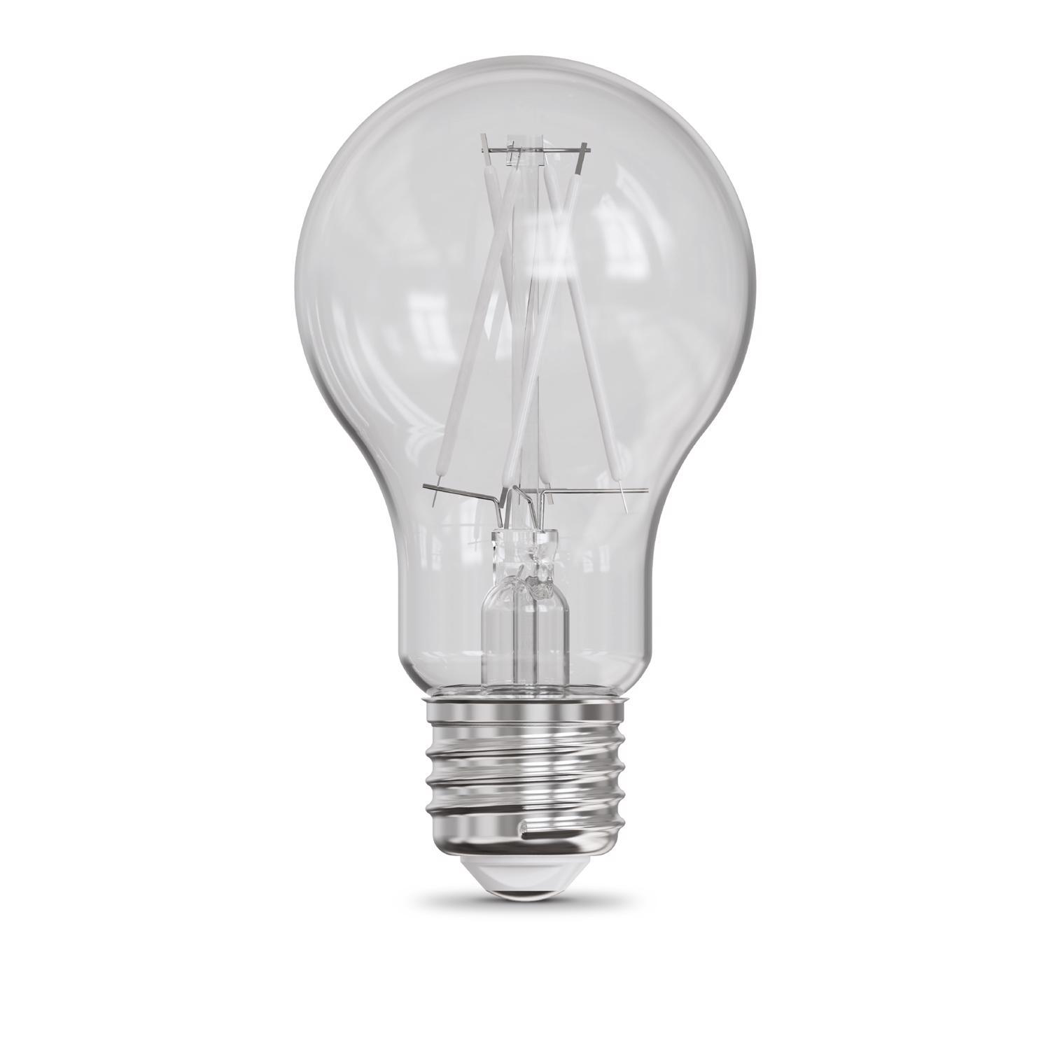 Feit A19 E26 (Medium) Filament LED Bulb Adjustable White 60 Watt Equivalence 2 pk