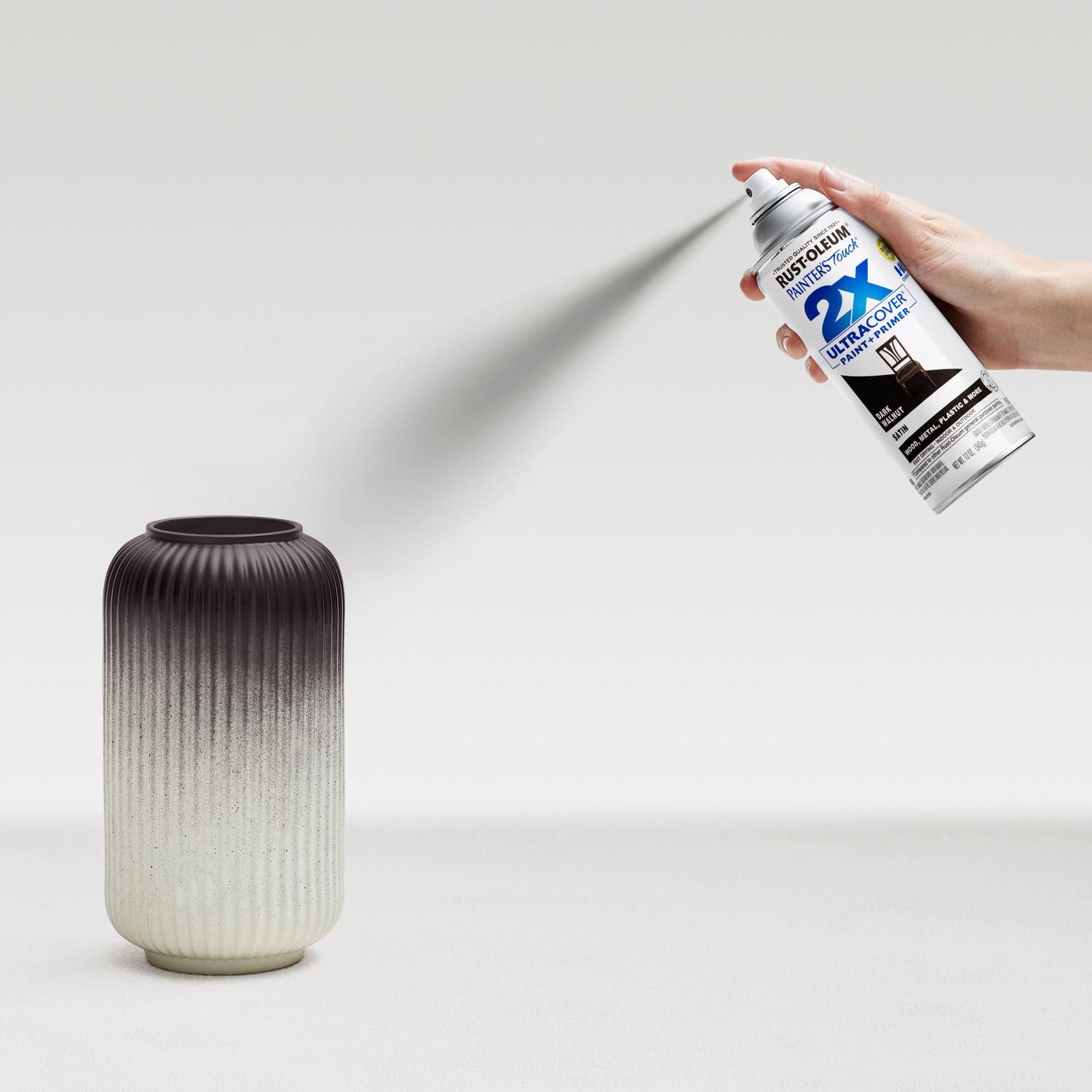 Rust-Oleum Painters Touch 2X Ultra Cover Satin Dark Walnut Paint+Primer Spray Paint 12 oz