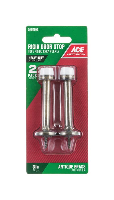 Ace Metal Antique Brass Gold Rigid Door Stop Mounts to door and wall 1/8 in.