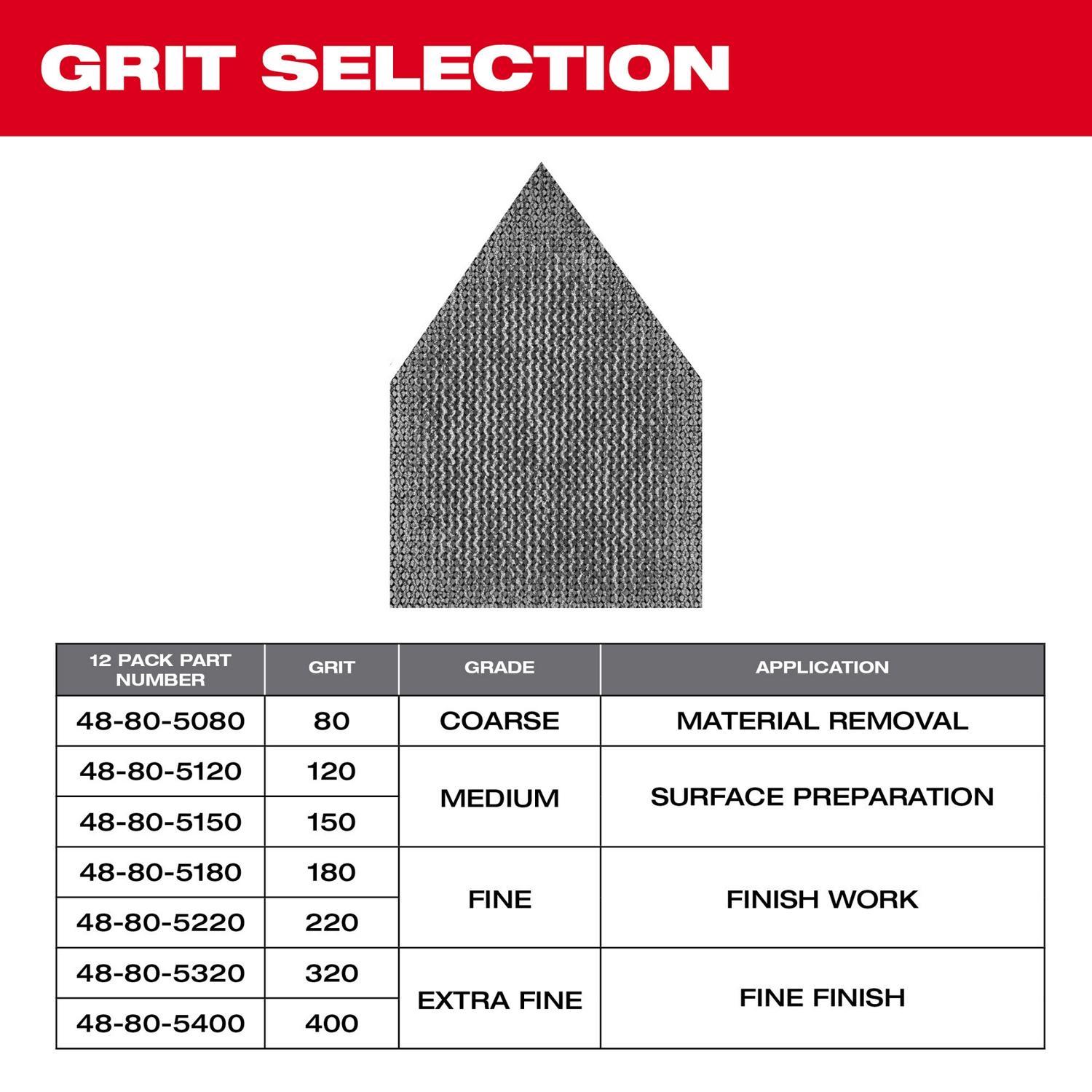 Milwaukee M12 3.75 in. L X 3.625 in. W Aluminum Oxide 80 Grit Coarse Sanding Sheet