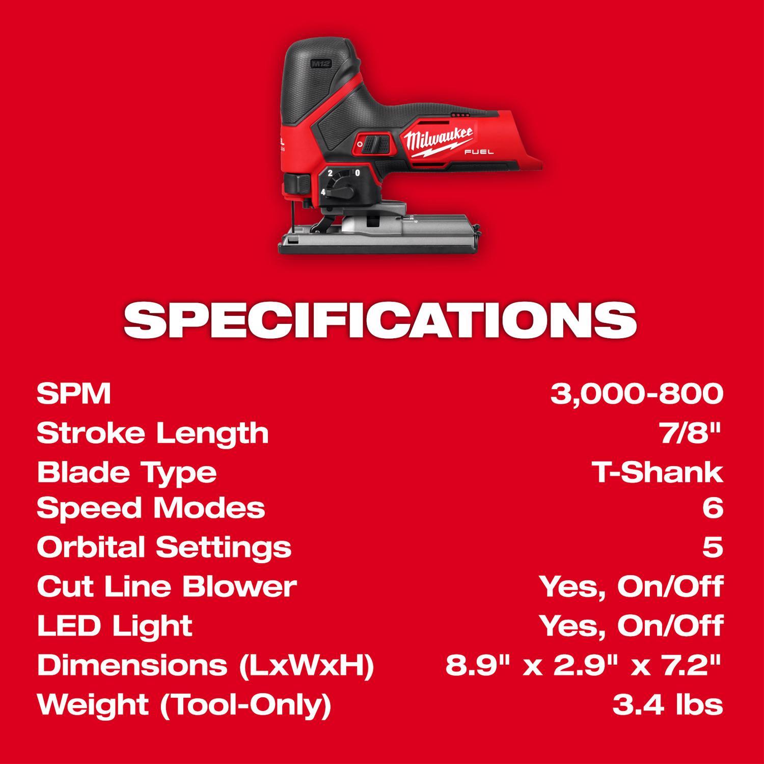 Milwaukee 12V M12 Fuel Cordless Jig Saw Tool Only