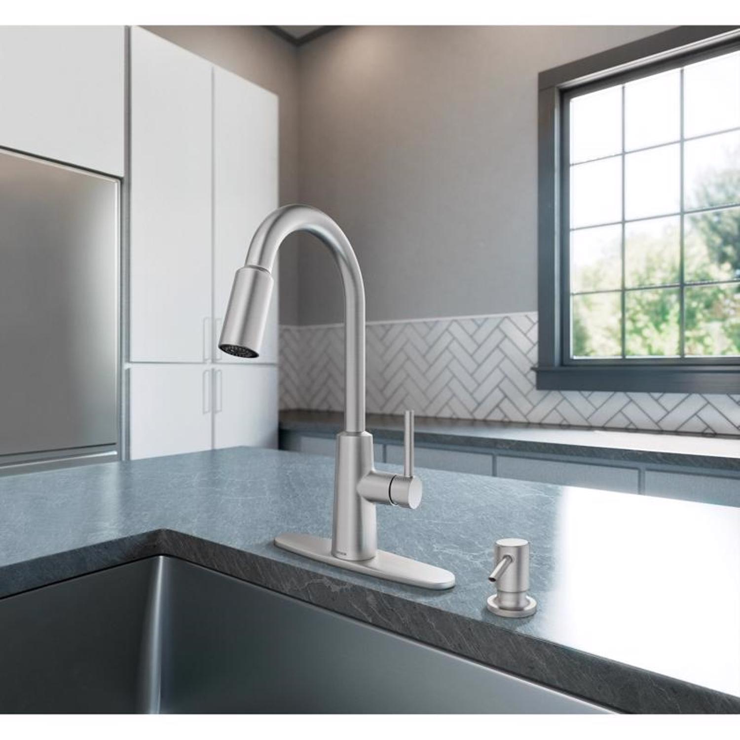 Moen Nori One Handle Stainless Steel Pull-Down Kitchen Faucet