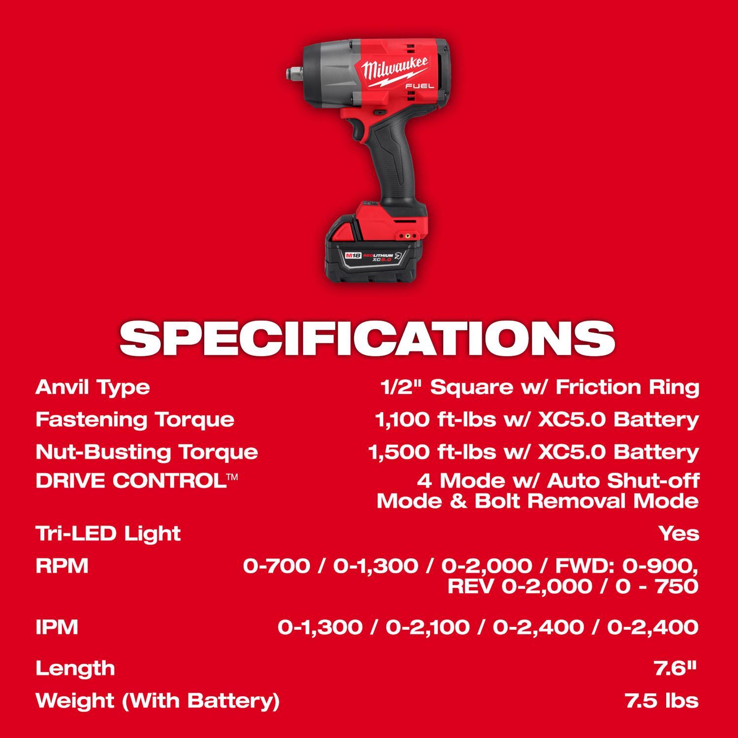 Milwaukee M18 1/2 in. Cordless Brushless High Torque Impact Wrench Kit (Battery & Charger)