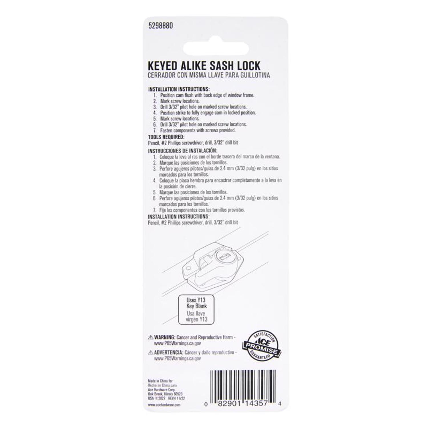 Ace Brass Keyed Sash Lock 1 pk