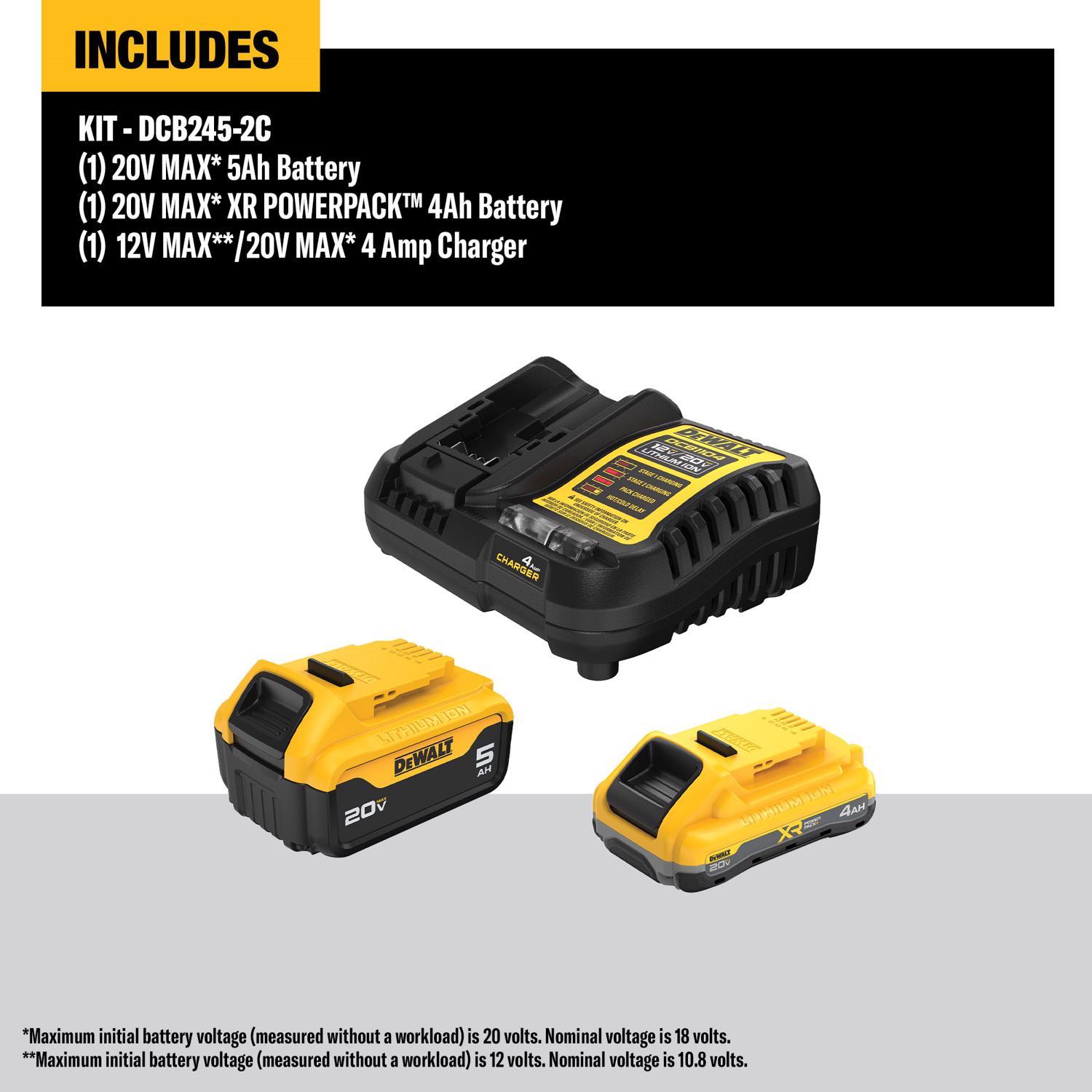 DeWalt 20V MAX DCB245-2C Lithium-Ion 2 Battery and 1 Charger Starter Kit