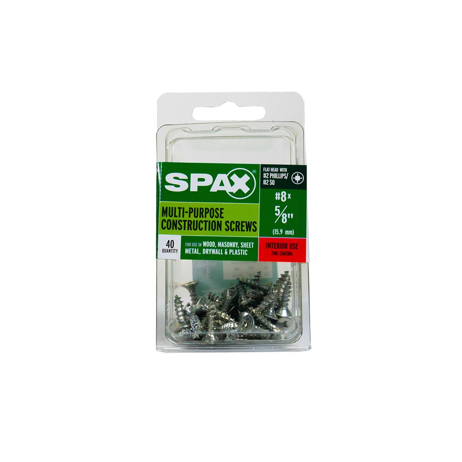 SPAX Multi-Material No. 8 Label X 5/8 in. L Unidrive Flat Head Serrated Construction Screws