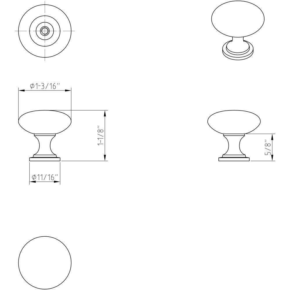 KasaWare 1-3/16 in. Diameter Cabinet Knob in Brushed Oil Rubbed Bronze (10pc Pack) 