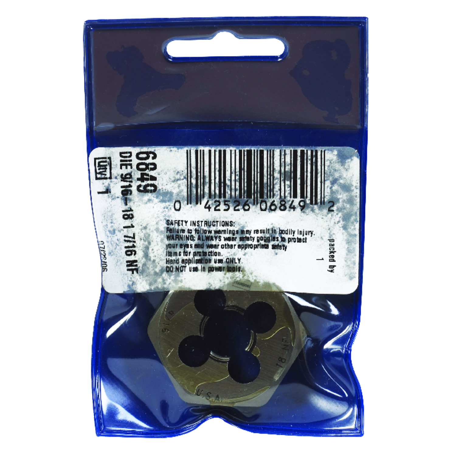 Irwin Hanson High Carbon Steel SAE Hexagon Die 9/16 in. 1 pc