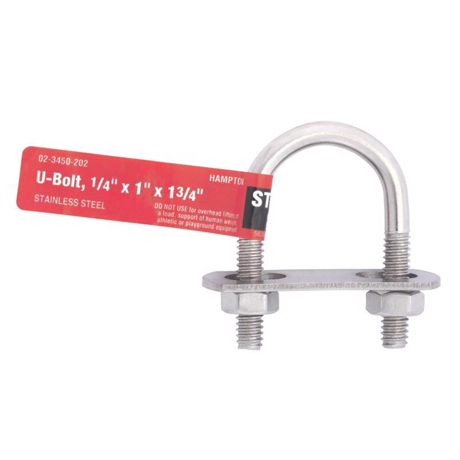 Hampton 1/4 in. X 1 in. W X 1-3/4 in. L Coarse Stainless Steel U-Bolt