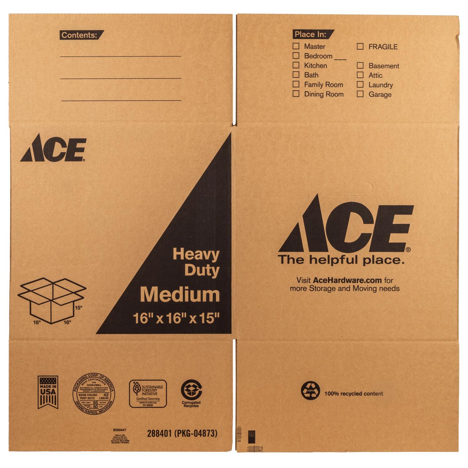 ACE 16 in. H X 15 in. W X 16 in. L Cardboard Corrgugated Box 1 pk