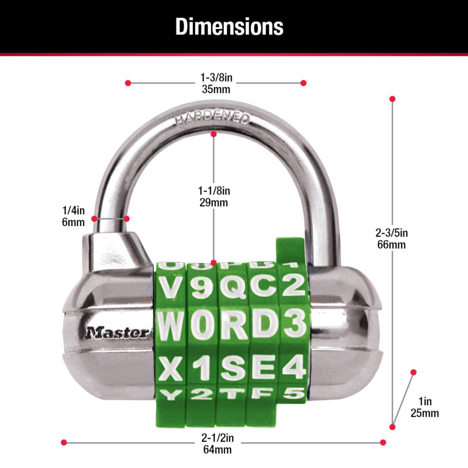 Master Lock 1-1/16 in. H X 2-1/2 in. W Steel 5-Dial Combination Combination Padlock