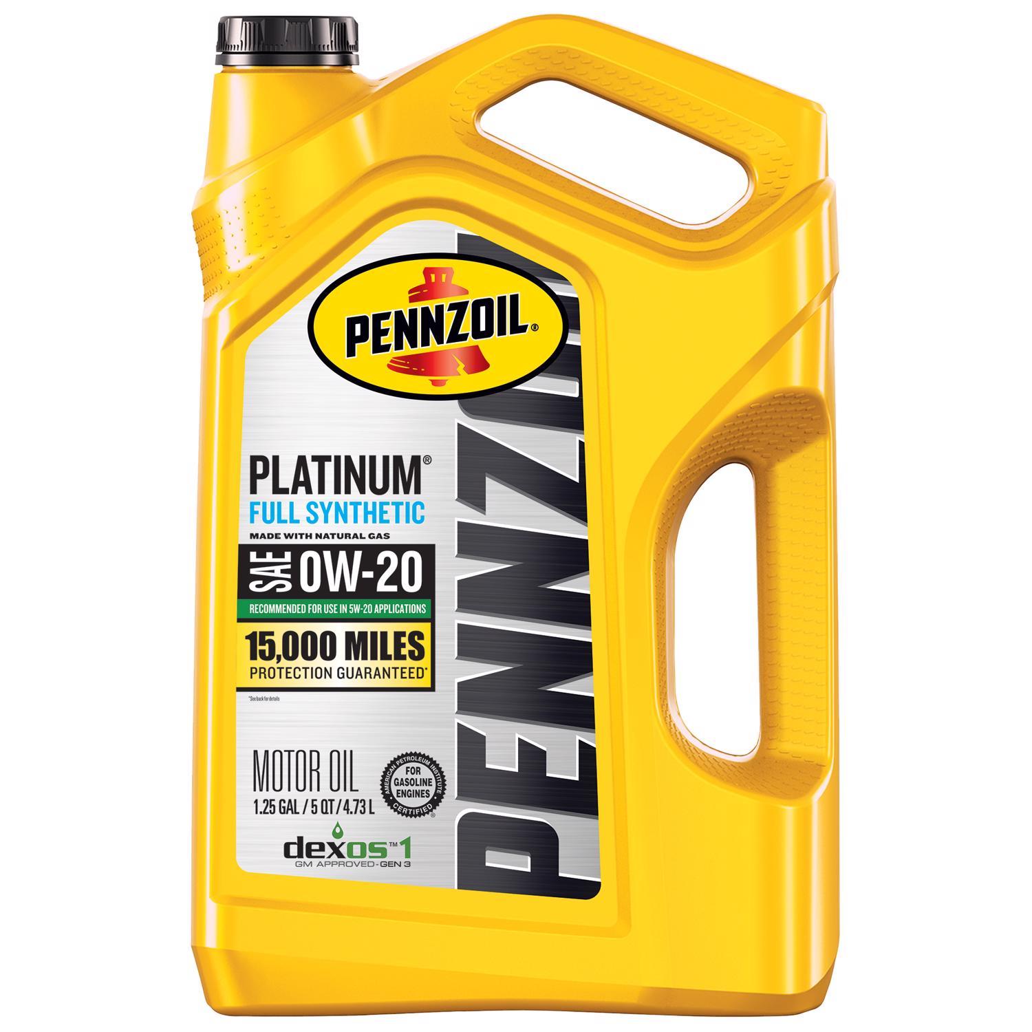 Pennzoil Platinum 0W-20 Gasoline Synthetic Motor Oil 5 qt 1 pk