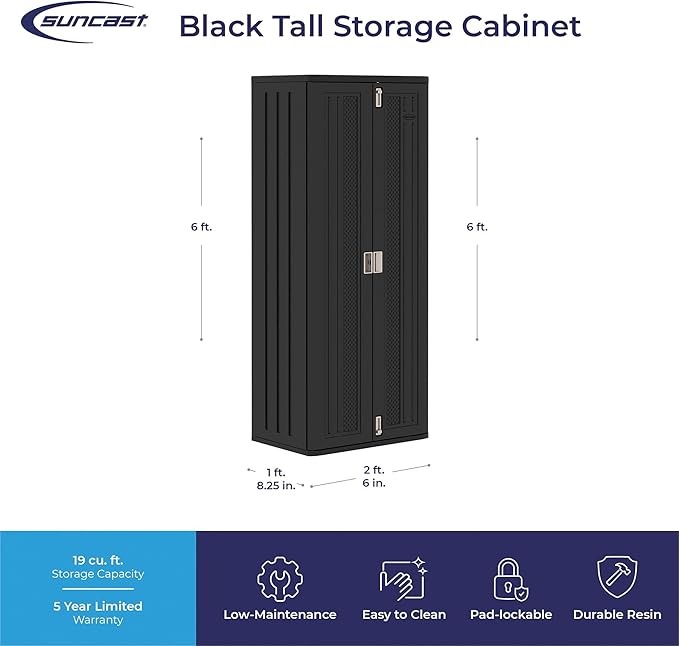 Suncast Tall Storage Cabinet Black