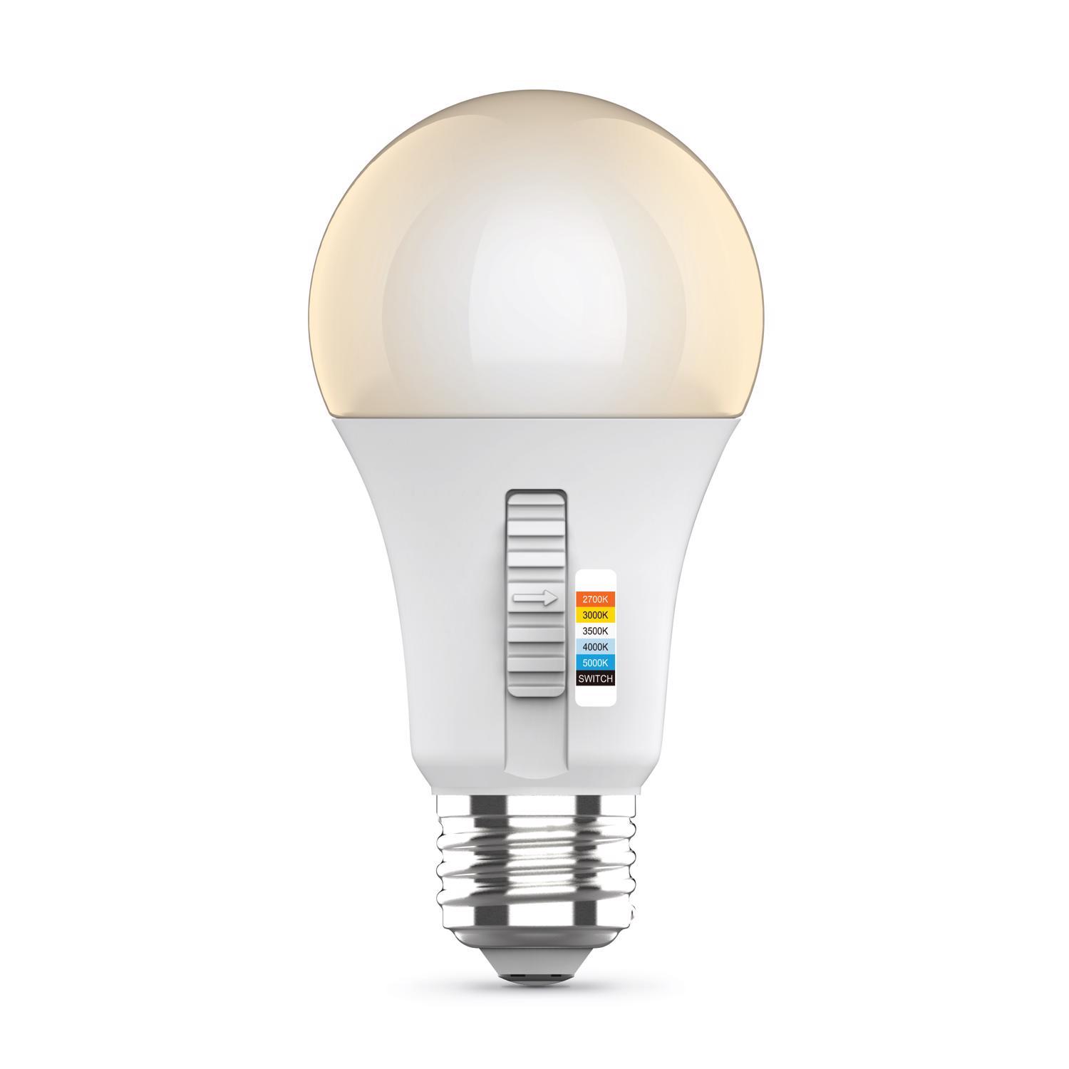 Feit A19 E26 (Medium) LED Bulb Adjustable White 60 Watt Equivalence 2 pk