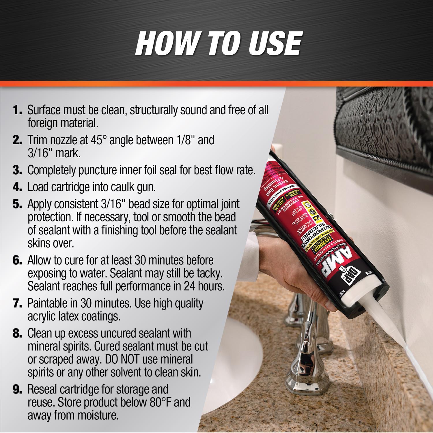 DAP AMP White Polymer Advanced Hybrid Caulk Sealant 9 oz