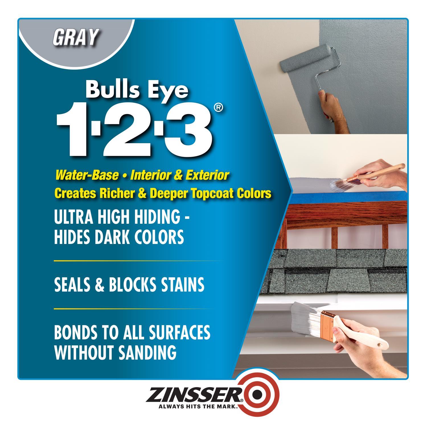 Zinsser Bulls Eye 123 Gray Water-Based Acrylic Copolymer Primer 1 gal