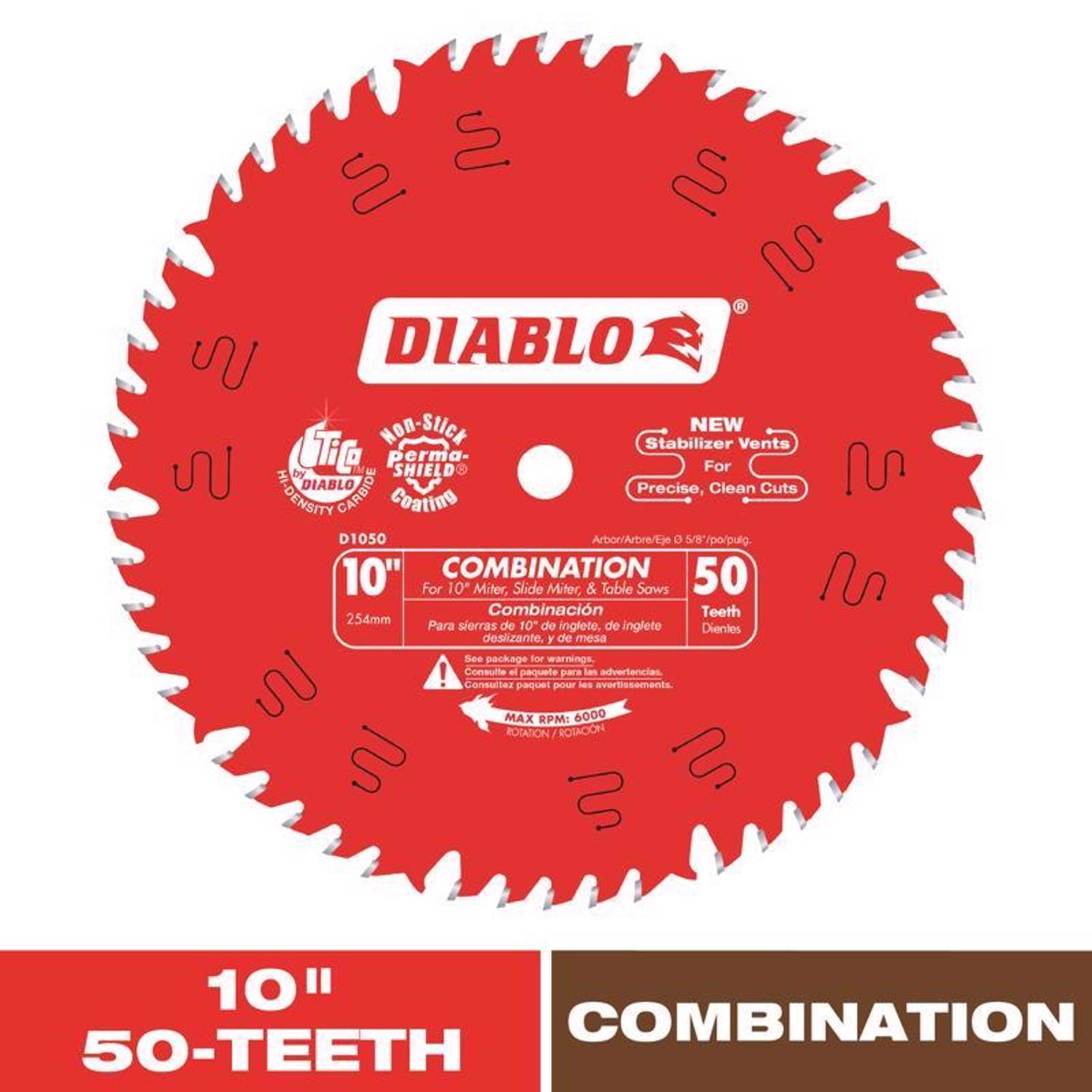 Diablo 10 in. D X 5/8 in. TiCo Hi-Density Carbide Combination Saw Blade 50 teeth 1 pk